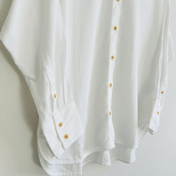 Madewell Relaxed Dolman Button-Up Shirt Size S White Sheer Coastal Prep Classic - Picture 3 of 16